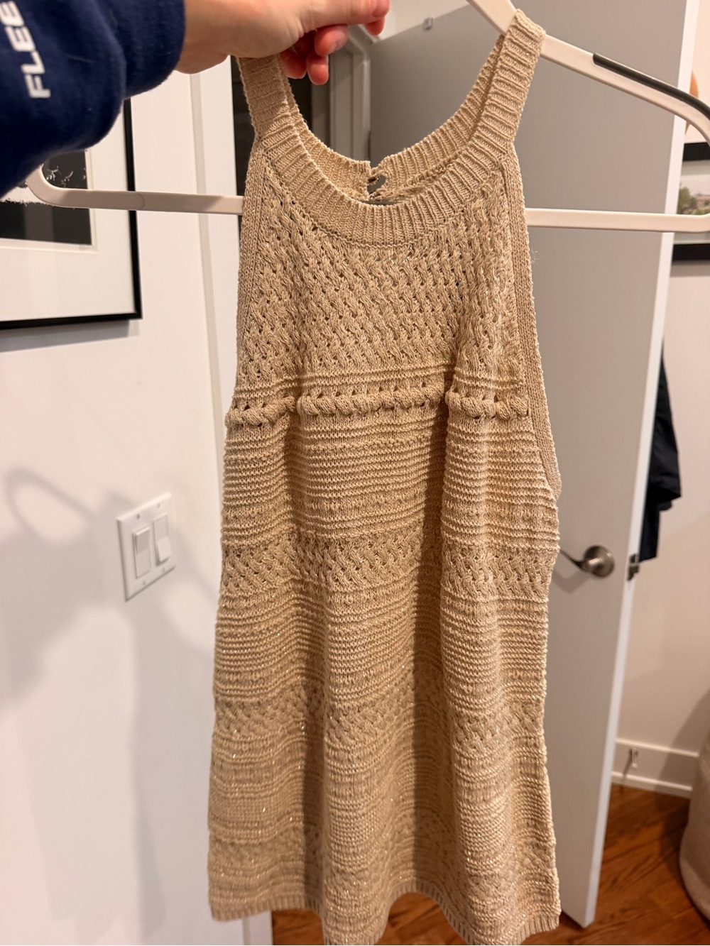 Beige Knit Sleeveless Women’s Sweater Tank